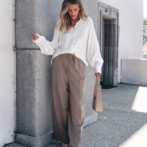 muse by magnolia mocha drawstring wide leg pants 757996