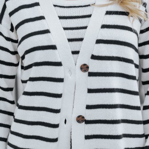 natural and black striped sweater cardigan 529350