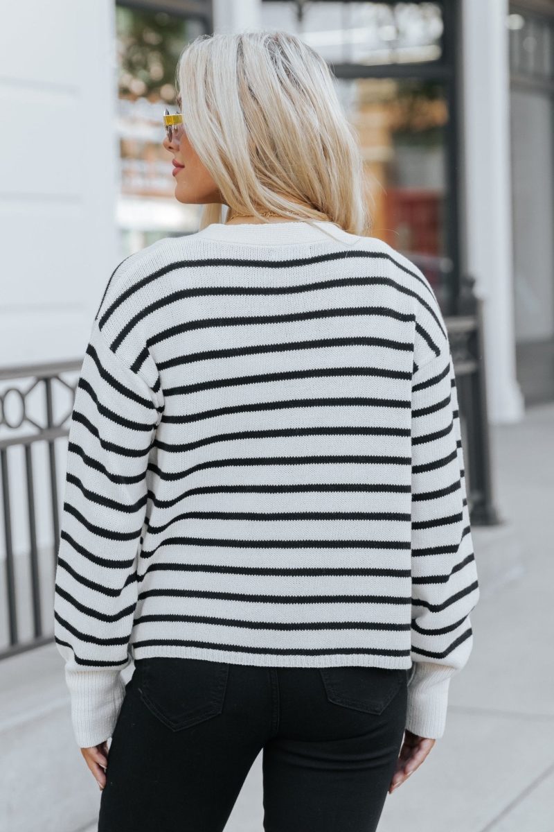 natural and black striped sweater cardigan 871241