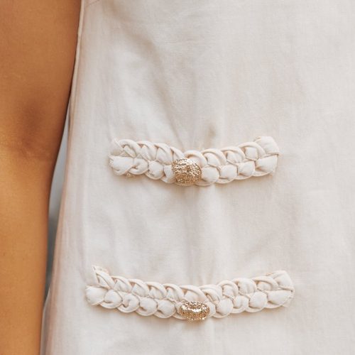 natural braided detail sleeveless mini dress 522274