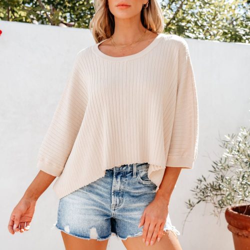 natural breezy ribbed sweater 625220