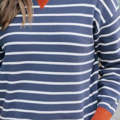 navy and white stripe contrast sweater 791921