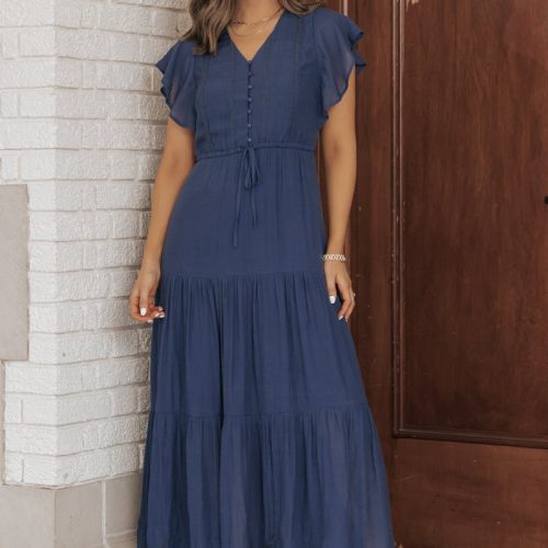 navy ruffle tiered maxi dress 673703