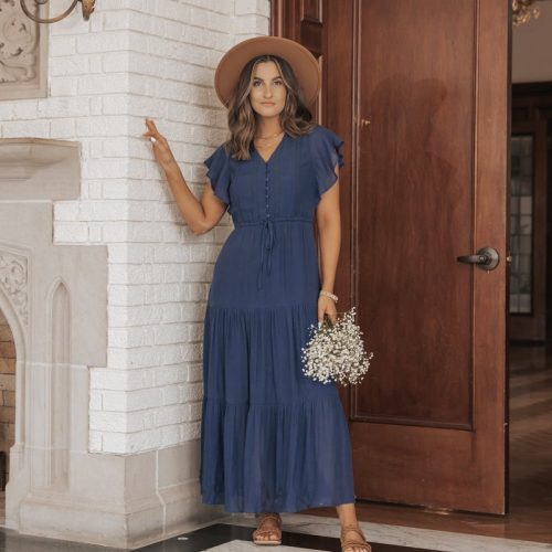 navy ruffle tiered maxi dress 719599