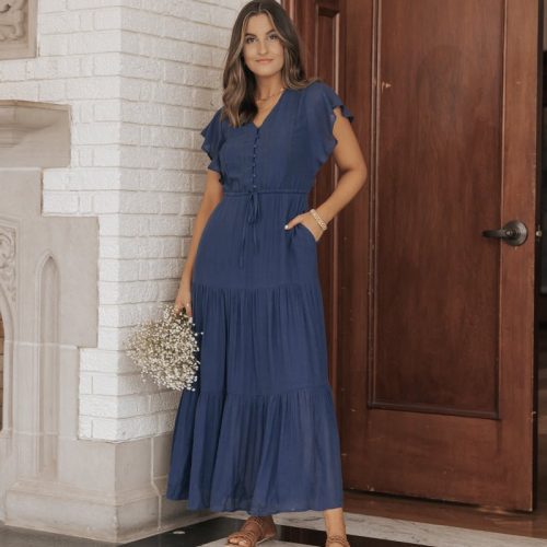 navy ruffle tiered maxi dress 882809