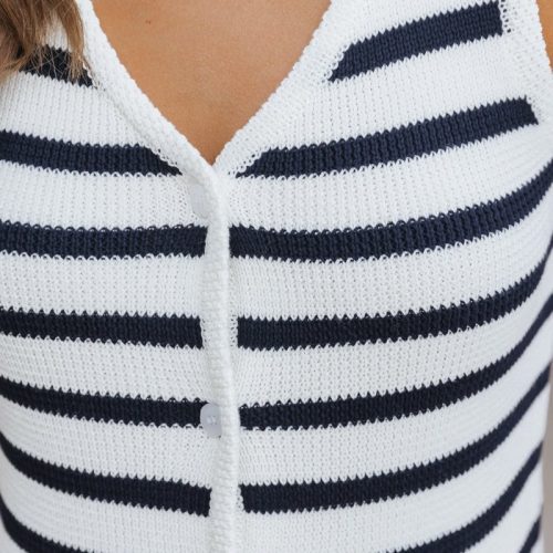 navy striped button up sweater vest 788746