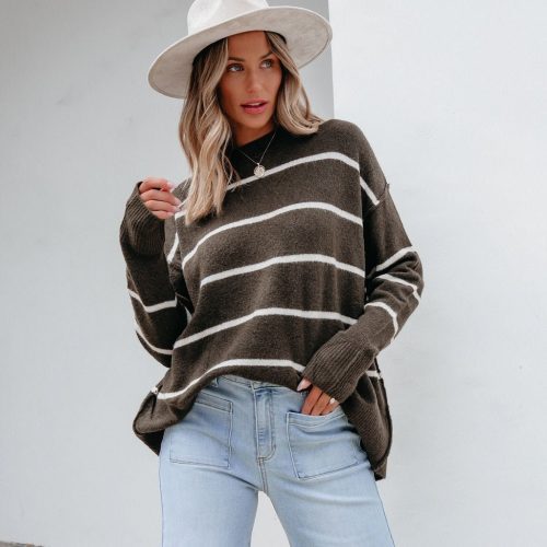 next to me olive striped pullover sweater 362701