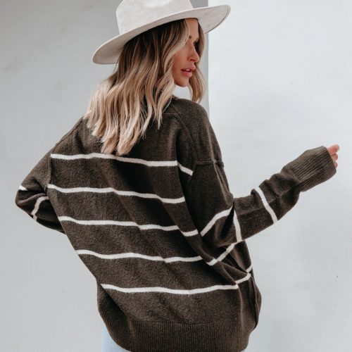 next to me olive striped pullover sweater 740610