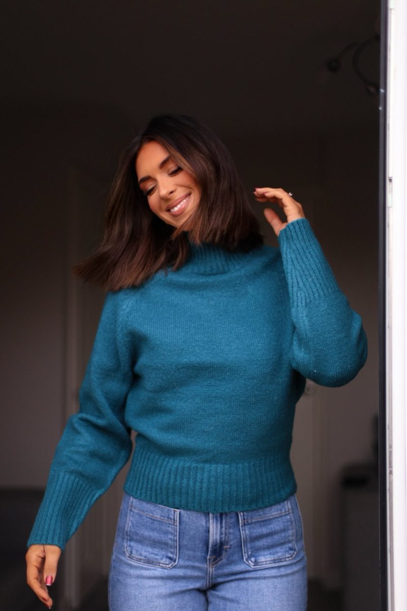 noel mock neck sweater dark teal 964277