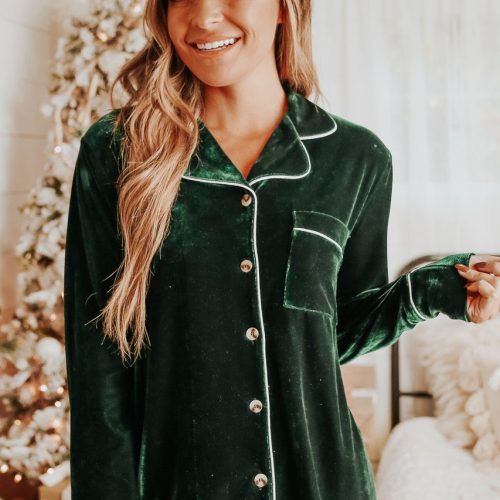 north pole green velvet pajama set final sale 345116