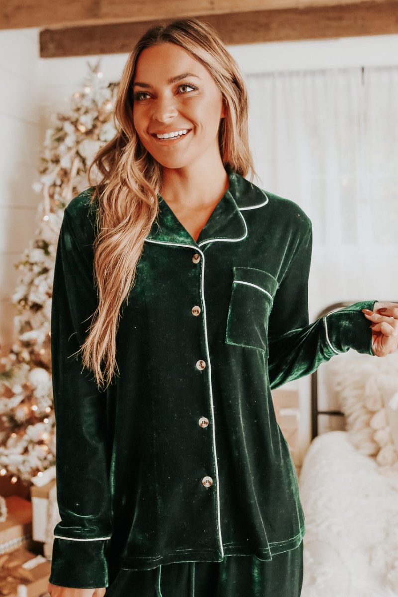 north pole green velvet pajama set final sale 345116