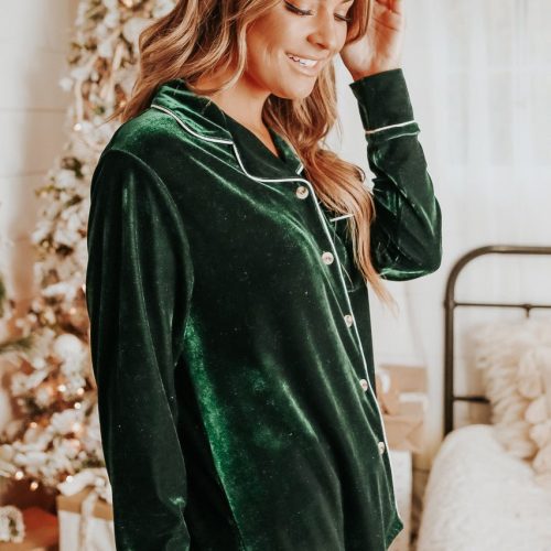 north pole green velvet pajama set final sale 363174