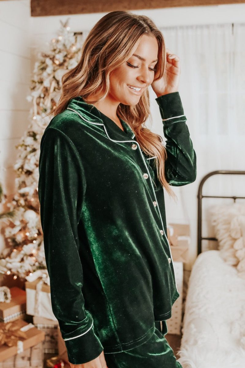 north pole green velvet pajama set final sale 363174