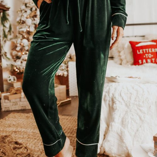 north pole green velvet pajama set final sale 379424