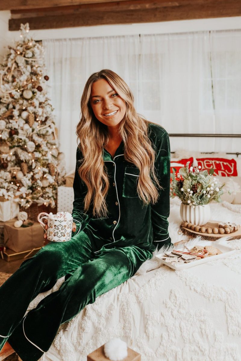 north pole green velvet pajama set final sale 895177