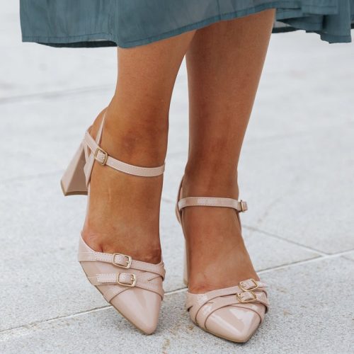 nude pointed toe block heels 541522