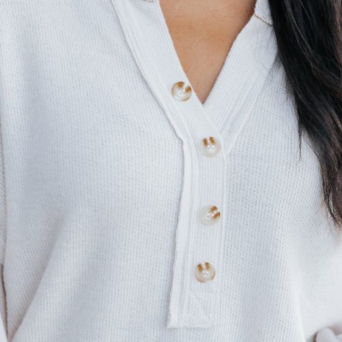 oatmeal seam detail button up top 911335