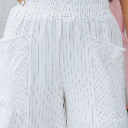 oatmeal striped linen wide leg pants 683765