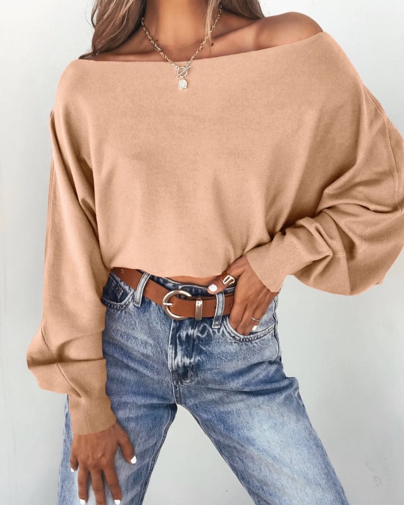 off the shoulder cashmere sweater camel 960640