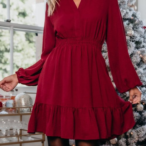 office party burgundy mini dress pre order 421376