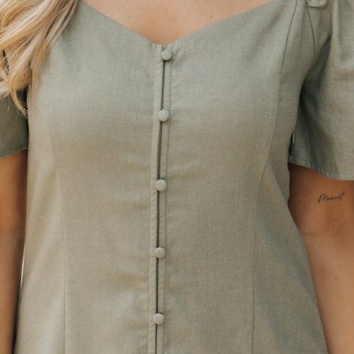 olive bell sleeve linen mini dress 329886