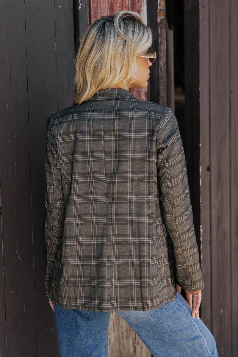 on break charcoal plaid blazer 679315