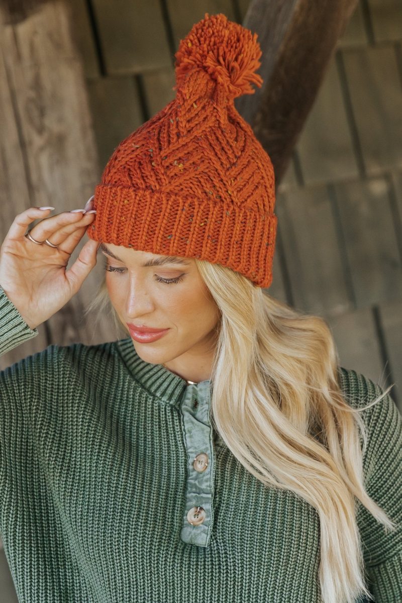 orange confetti pom pom beanie 859729