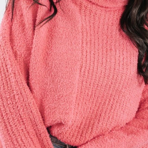 pink long sleeve turtleneck sweater 107670