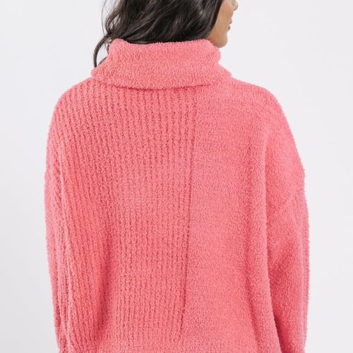 pink long sleeve turtleneck sweater 112995