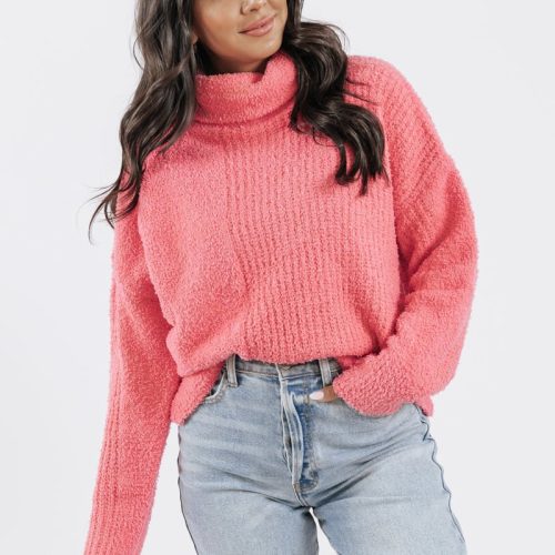 pink long sleeve turtleneck sweater 851325