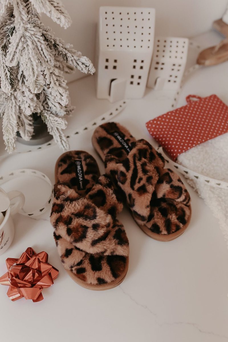 plush brown leopard slippers 306952