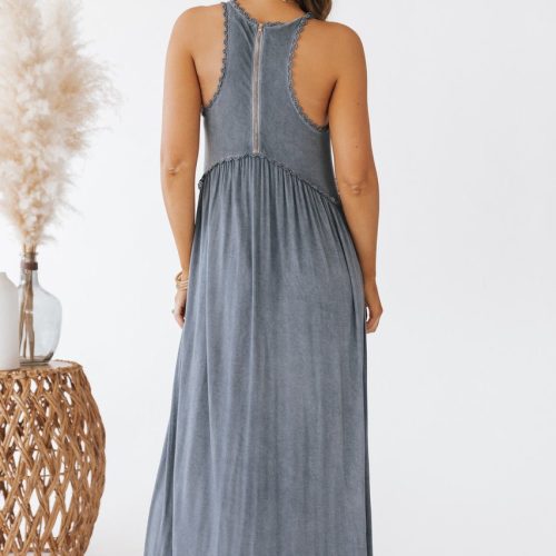 pol midnight babydoll slit maxi dress 926622