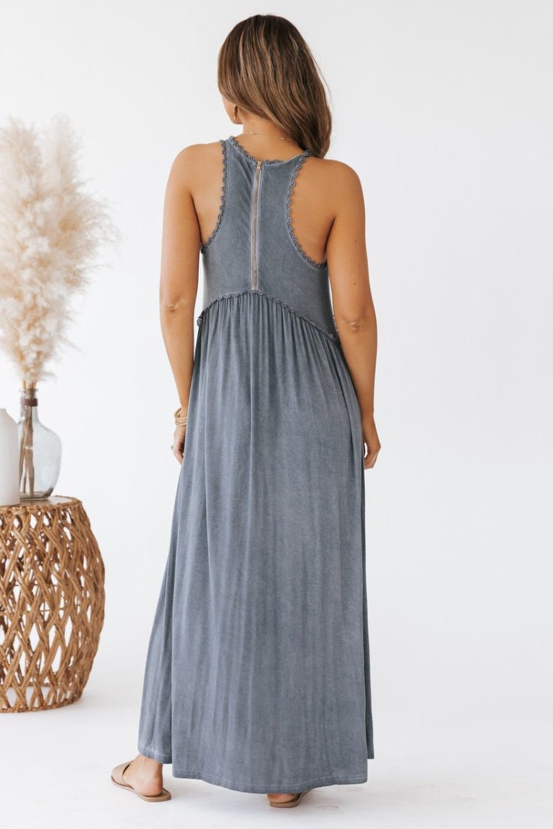 pol midnight babydoll slit maxi dress 926622