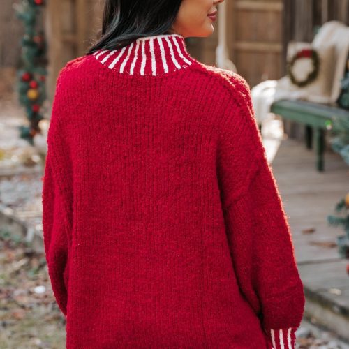 red and white contrast stitch sweater 320869 1