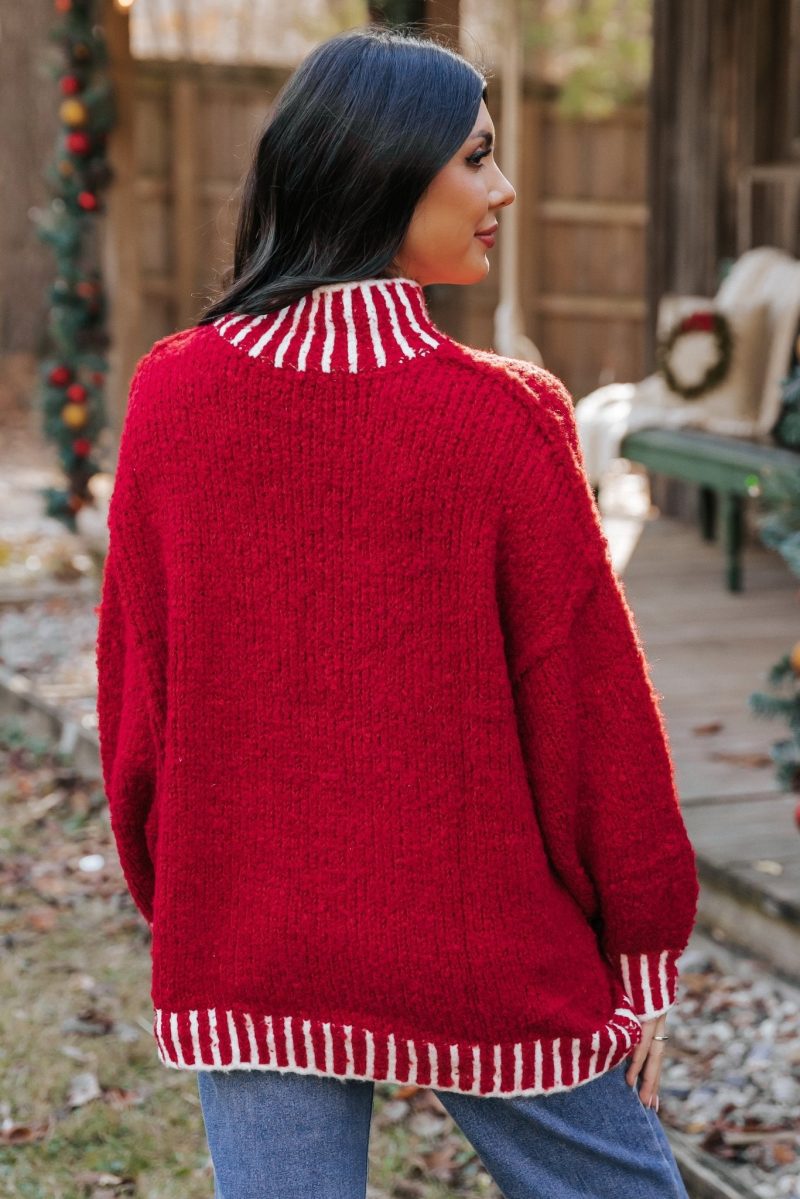 red and white contrast stitch sweater 320869 1