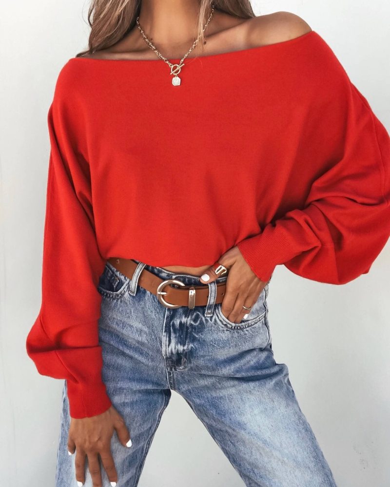 red boatneck cashmere sweater pre order 254542