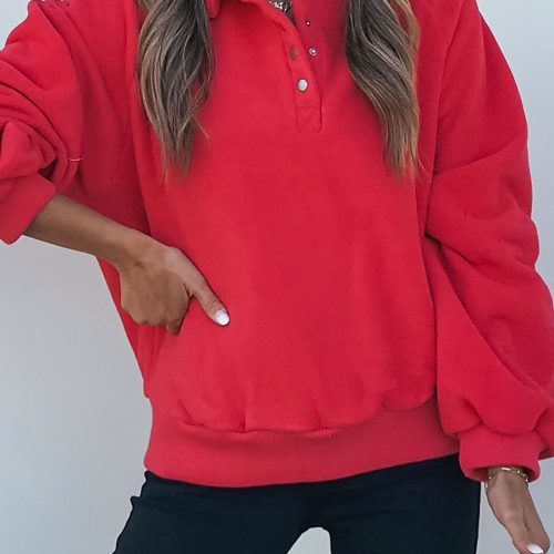 red button up fleece pullover 792745