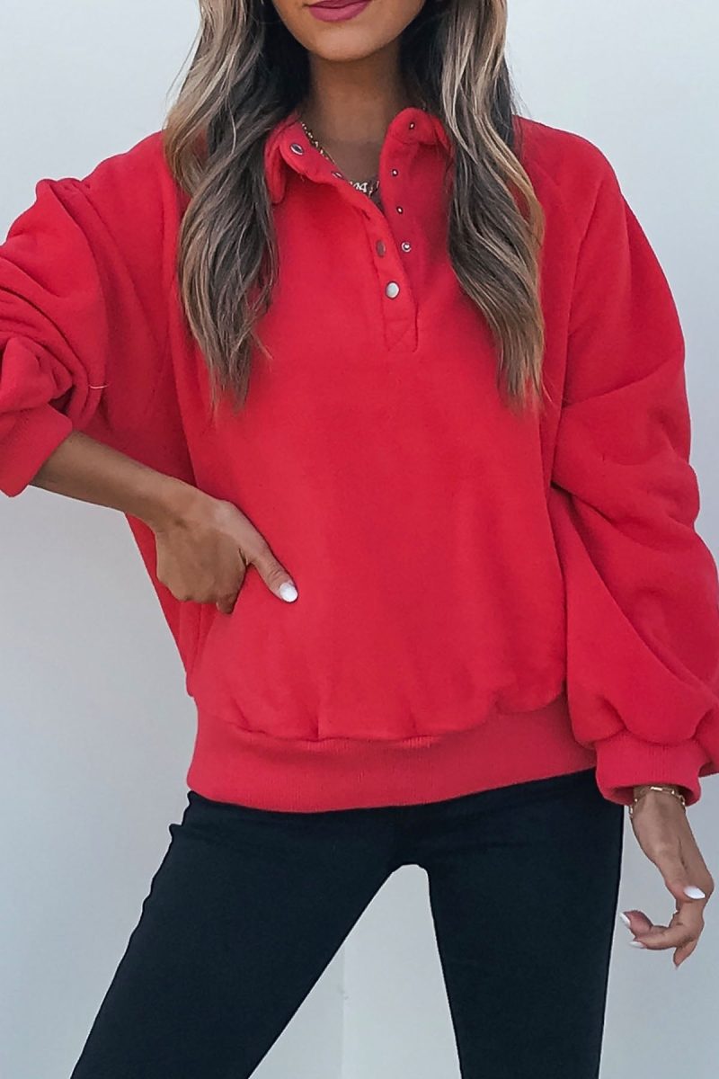 red button up fleece pullover 792745