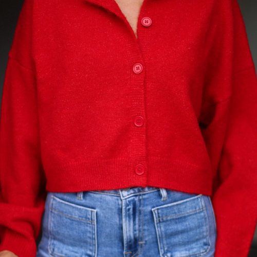 red button up sweater cardigan 822492