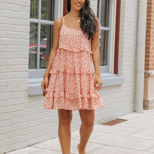 red floral print chiffon babydoll mini dress 624808