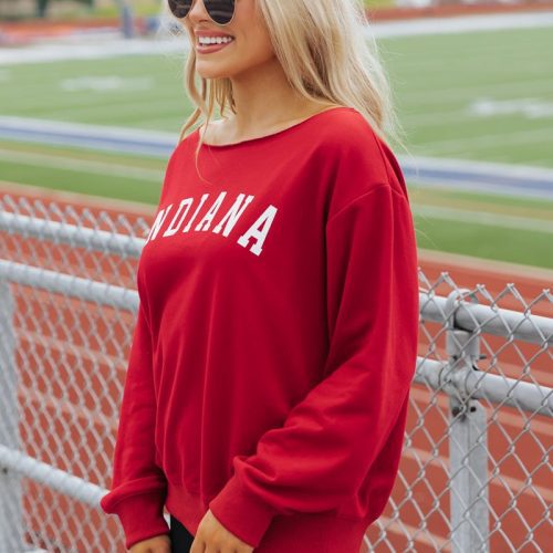 red indiana boat neck sweatshirt 197371