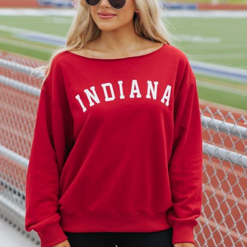 red indiana boat neck sweatshirt 787622