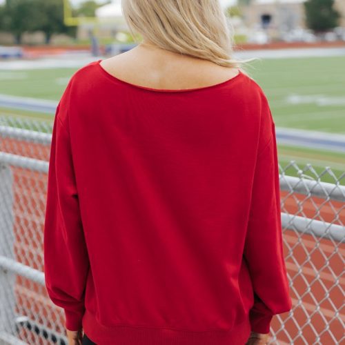 red indiana boat neck sweatshirt 987167