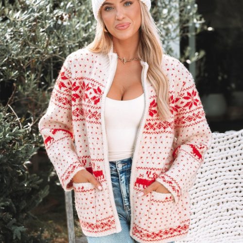 reindeer zip up sweater jacket 765661