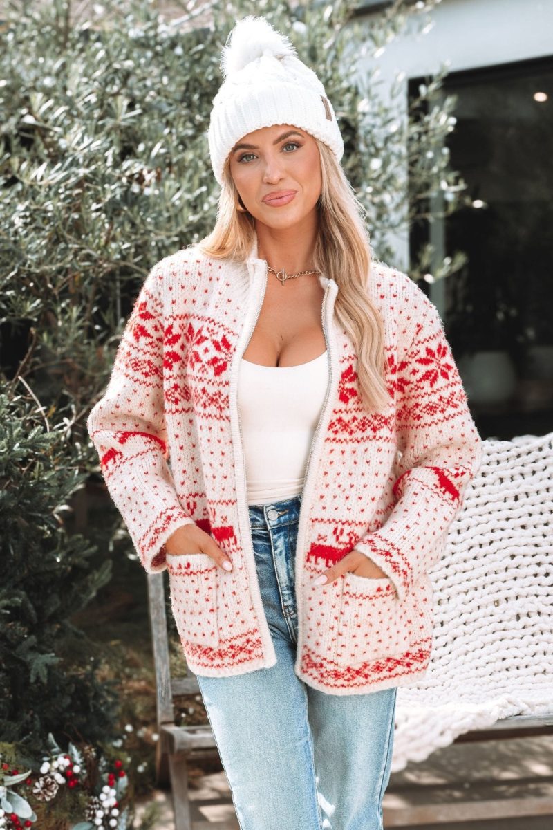 reindeer zip up sweater jacket 765661