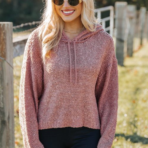 rose textured hooded sweater 179498