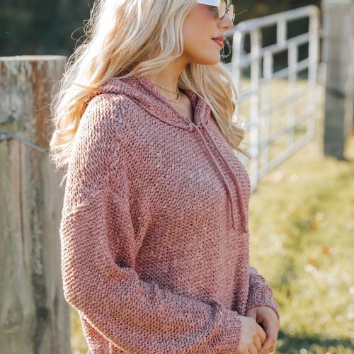 rose textured hooded sweater 248326