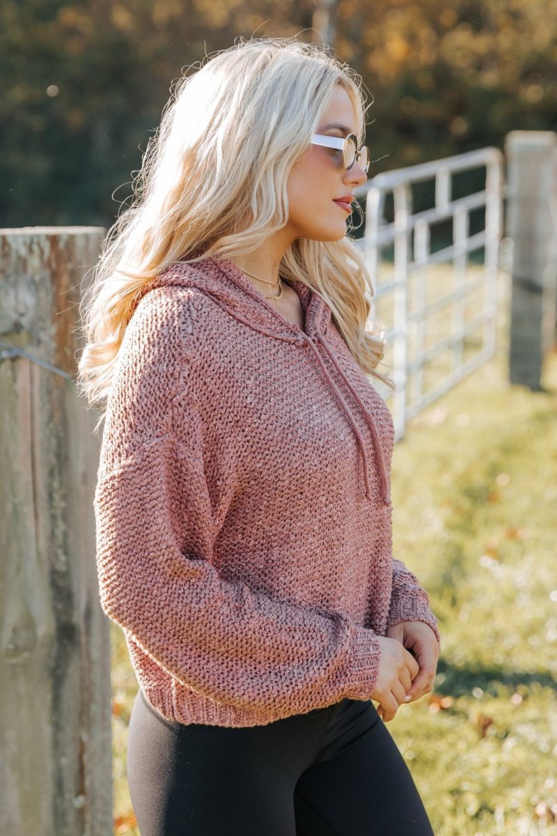 rose textured hooded sweater 248326