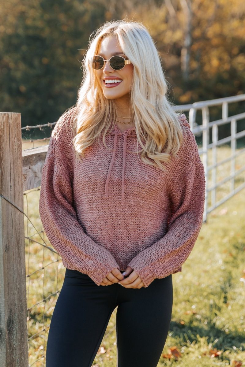 rose textured hooded sweater 456428