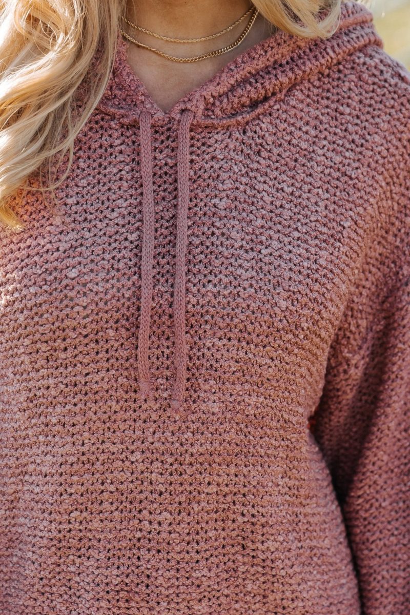 rose textured hooded sweater 901261